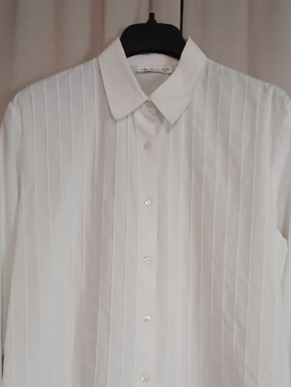 Talbots White Long Sleeve Button Front Shirt Textured Vertical Stripe Front - Picture 3 of 15